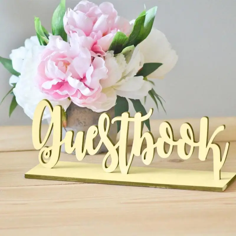 Lovely Wooden Wedding Guestbook Engagement Sign Book Ornaments Craft Cute DIY Home Decoration Gift for Holiday Party