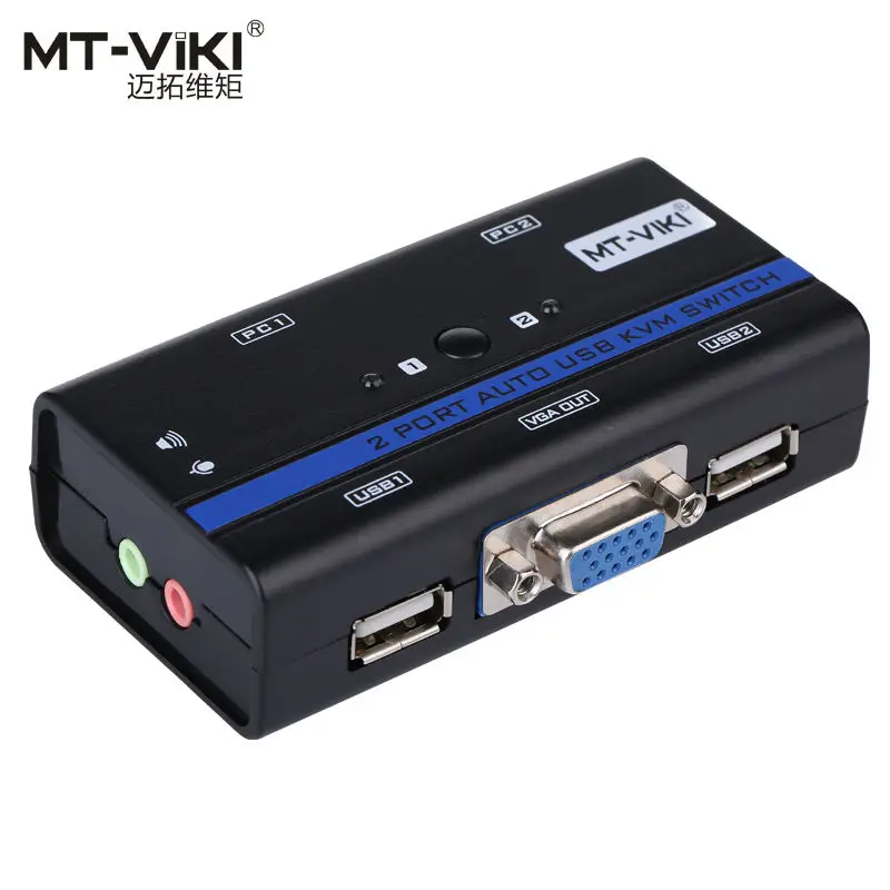 MT VIKI 2 порта авто VGA USB KVM переключатель пк KVMA 1 комплект K & M Combo Controls узла с аудио