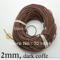 Темный кофе цветной 100 м guniune реального круглый кожаный шнур 2 мм кожа канаты поставок изготовления ювелирных изделий