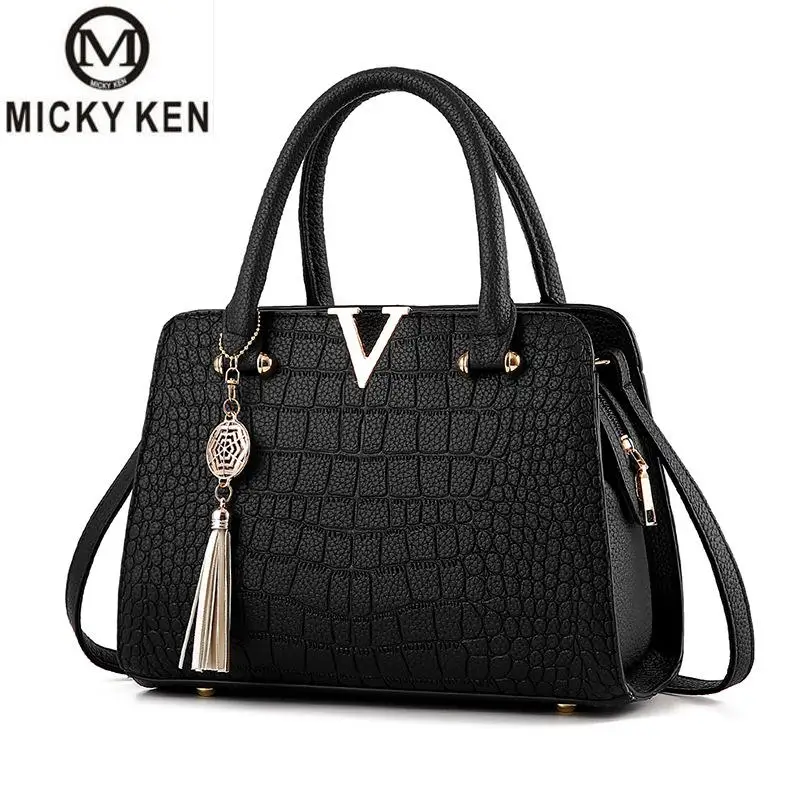 Женская сумка мессенджер MICKY KEN с V образным крокодиловым узором Роскошная