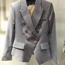 Женский модный костюм, пальто, осенне-Весенняя повседневная куртка, деловой офисный женский костюм, блейзеры, однотонный, двойной, с длинным рукавом