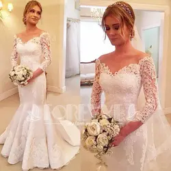 Романтическое свадебное платье цвета слоновой кости с кружевами и русалочкой 2019 с v-образным вырезом, платья для свадебной вечеринки