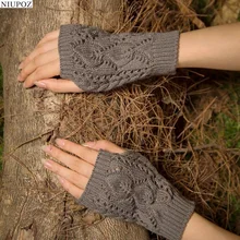 Красивые стильные женские перчатки, женские тянущиеся вязаные перчатки, теплые зимние вязаные перчатки без пальцев G7