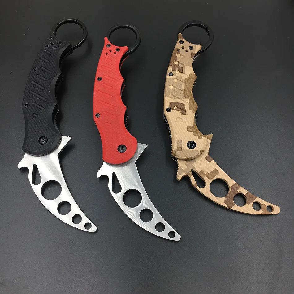 

knife Practice traning knife dull tool no edge karambit knife claws fixed balde 3Cr13Mov G10 handle