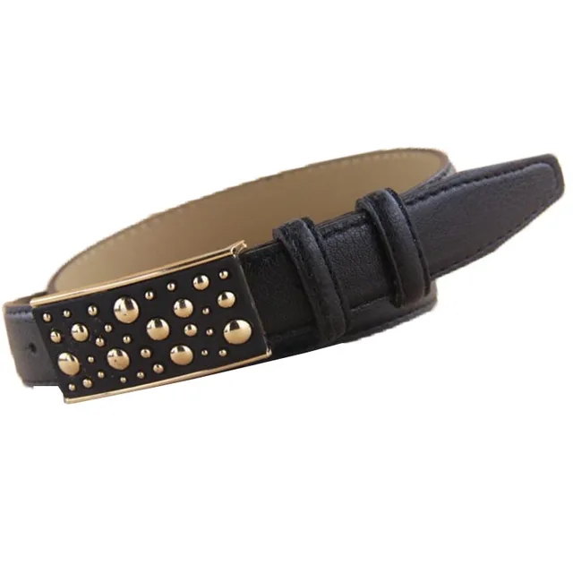 New arrival hot sell high quality square buckle imitation leather pants