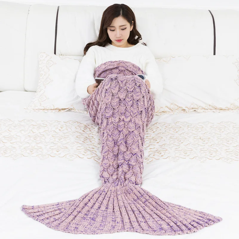 Новое одеяло русалки, вязаное одеяло русалки с хвостом русалки, детское одеяло, 2 вида узоров и 20 цветов - Цвет: Fish 6
