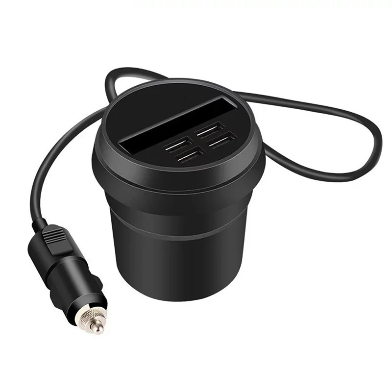 Многофункциональное автомобильное зарядное устройство в виде чашки с 4 USB