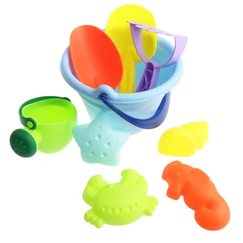 

9 Pieces Kids Beach Sand Toy Set with Shovels, Rake, Bucket and Animal Molds, Pretend Play Games Props Sandbox Children's Gift