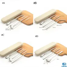 Модные домашние питьевой инструмент Нержавеющая сталь Металл соломинкой комплект многоразовые соломинки Cleaner кисть коробка