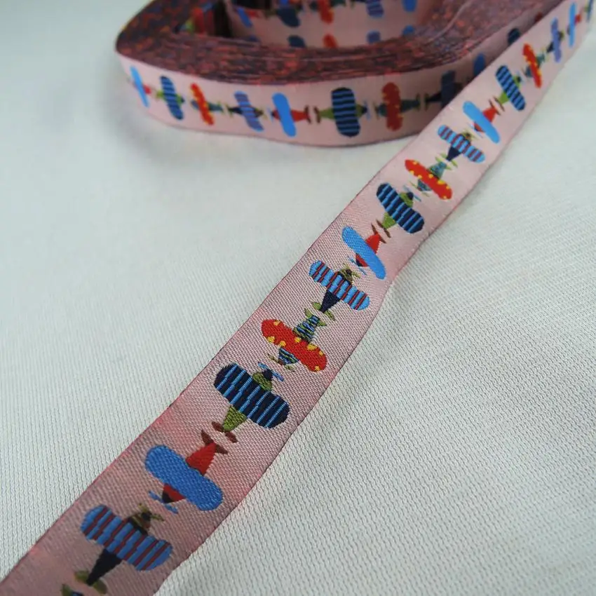 

2017 NEW 5/8" 16mm 10yard/lot 100% Polyester Jacquard Ribbon Trim Cartoon Airplane Pattern CX02