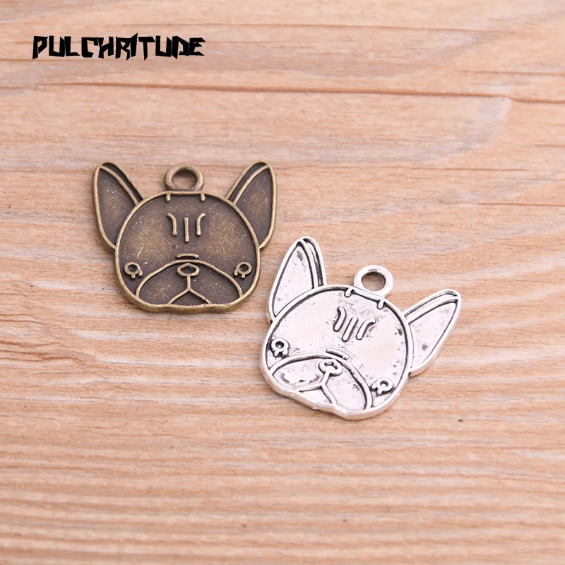 

PULCHRITUDE 8PCS 23*23mm New Product Two Color Lovely Dog Charms Animal Pendant Jewelry Metal Alloy Jewelry Marking