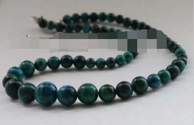 

Jewelr 004615 Natural 6-14mm Round Green Malachite Necklace