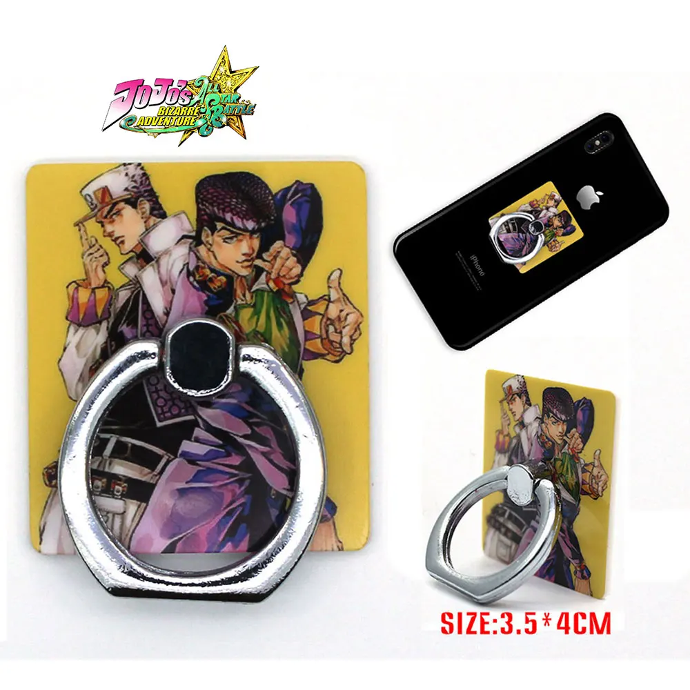 

OHCOMICS Anime JoJo's Bizarre Adventure Kujo Jotaro Square Cartoon Ring Stand Mount Holder Mobile Phone Paste Stents Decor Gift