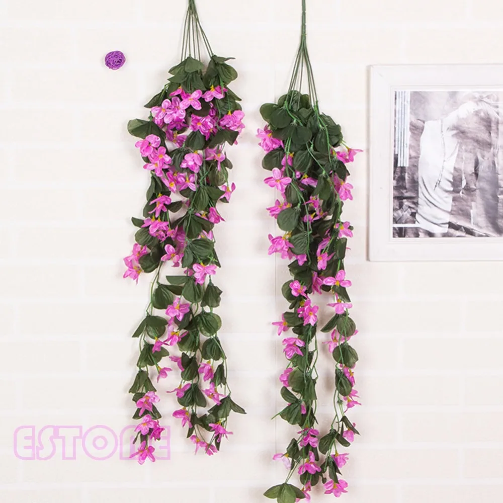 Artifical Violet Bracketplant SET Hanging Garland Vine Flower Traling Set