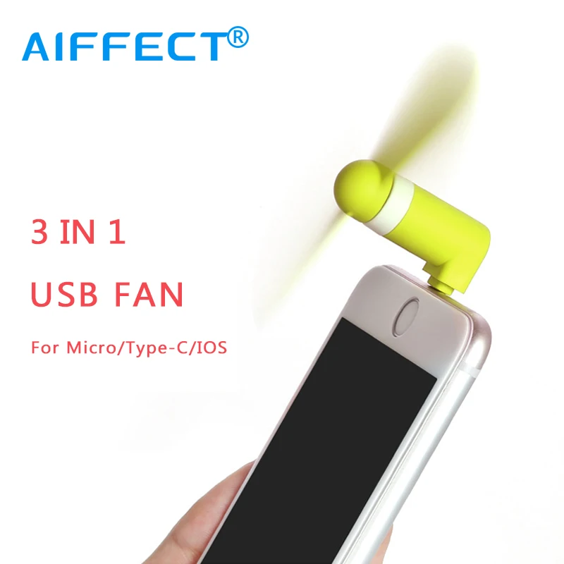 AIFFECT мини вентиляторы USB для Micro 3 в 1 портативный сотовый телефон вентилятор iPhone 5 6