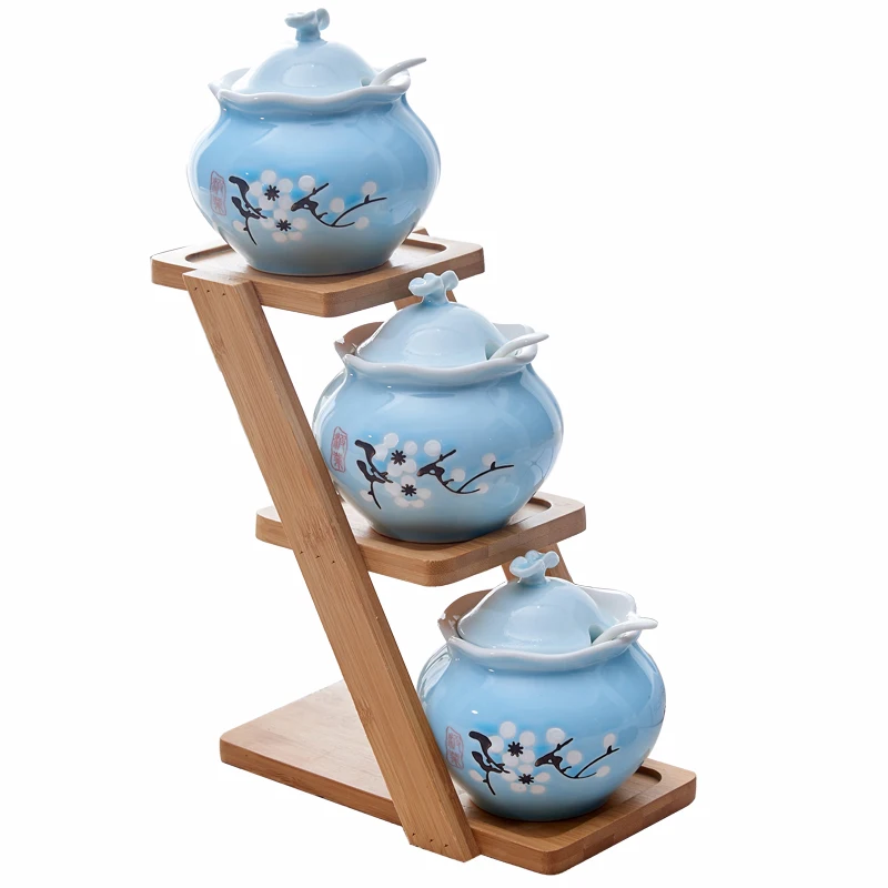 

Seasoning pot 3pcs/set ceramic Spice Salt Sugar bowl set Castor Spice jar Seasoning pot Salt and pepper set Table decorations