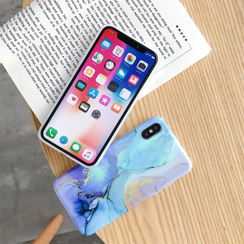 Чехол для Телефона iPhone 7 8 Plus XR XS Max роскошные цветные силиконовые чехлы с мрамором