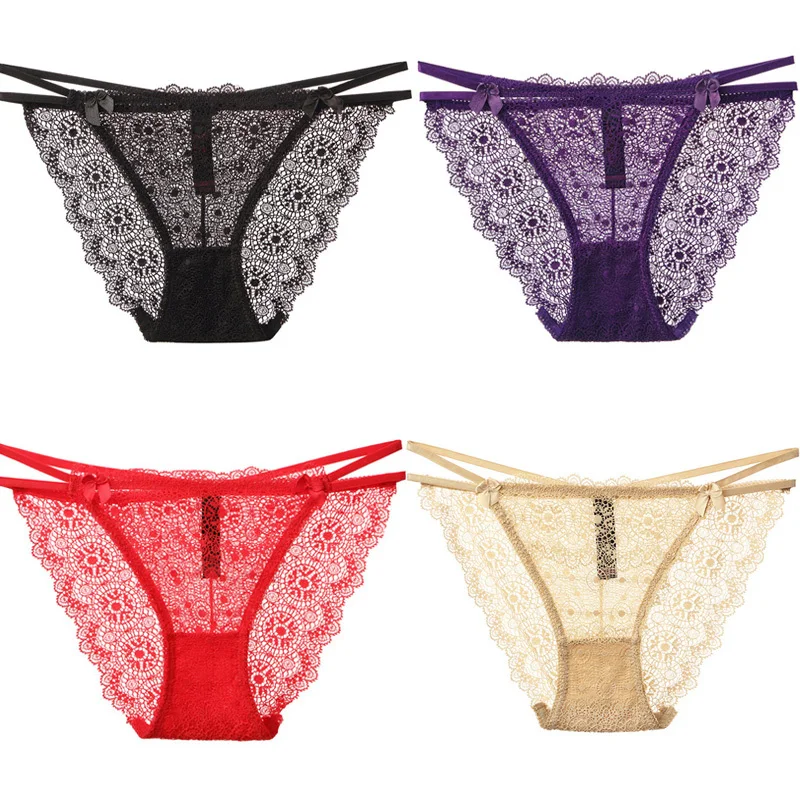 

Ladies Lace Underwear Lingerie Woman Sexy Soft Plus Size Low Rise Panties Briefs Hot Sale Transparent XXL XL Thongs Boy Shorts