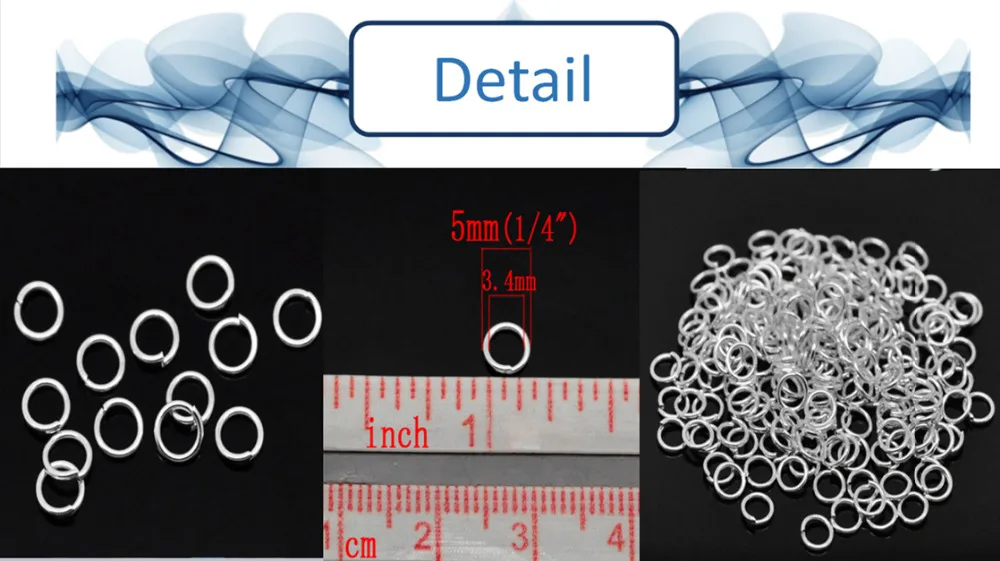 Doreen коробка сталь Серебристый цвет открыт прыжки кольца для DIY ювелирных изделий 5 мм(1/"), 1000 шт(B16976