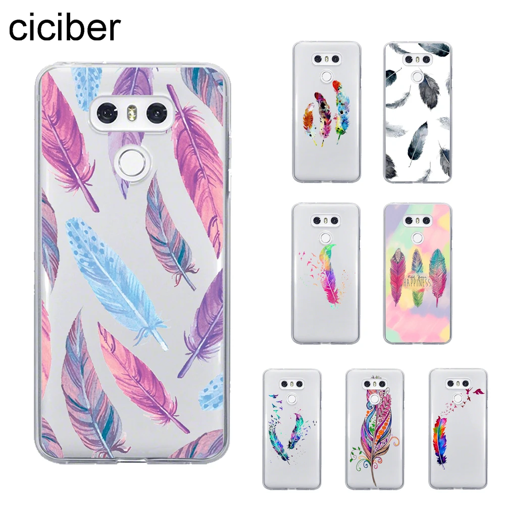 

ciciber Fashion Feather Cover For LG G7 G6 G5 V40 V35 V30 ThinQ Phone Cases For LG K8 K10 2017 2018 K9 K11 Plus Coque Soft TPU