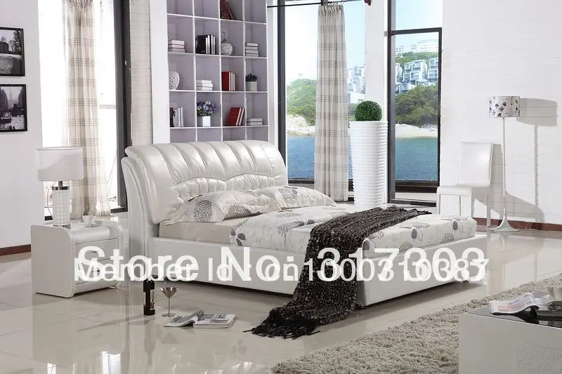

bedroom furniture leather bed, soft bed, 1.8 king size bed, factory wholesale price offered, sea shipment modern design H8073