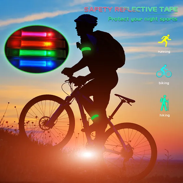 Clearance 1PCS Running Light Sports LED Wristbands Adjustable Glowing Bracelets for Runners Joggers Cyclists Riding Safety Bike Bicycle 2