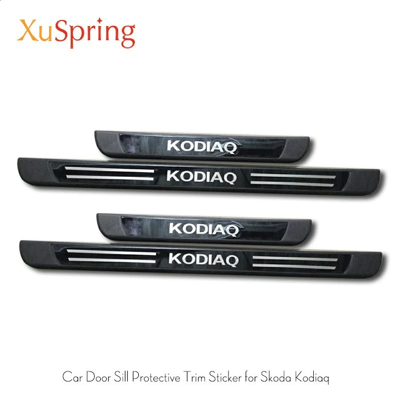 

for 2017 2018 skoda kodiaq new styling car exterior scuff plate door sill trim welcome pedal Car-styling