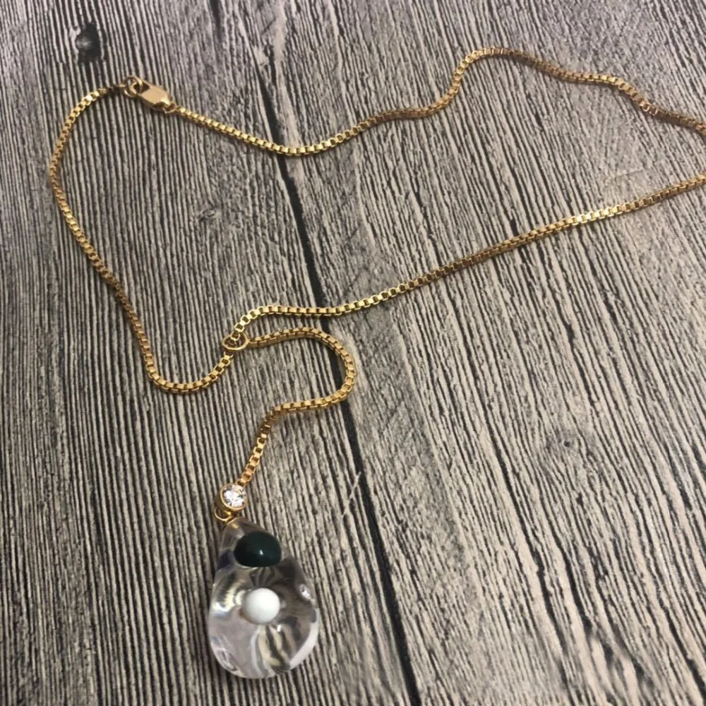 

Teardrop Transparent Resin Lucite Opal Box Chain Choker Necklace Fashion Jewelery Colar Gargantilla Girl Friend Gift