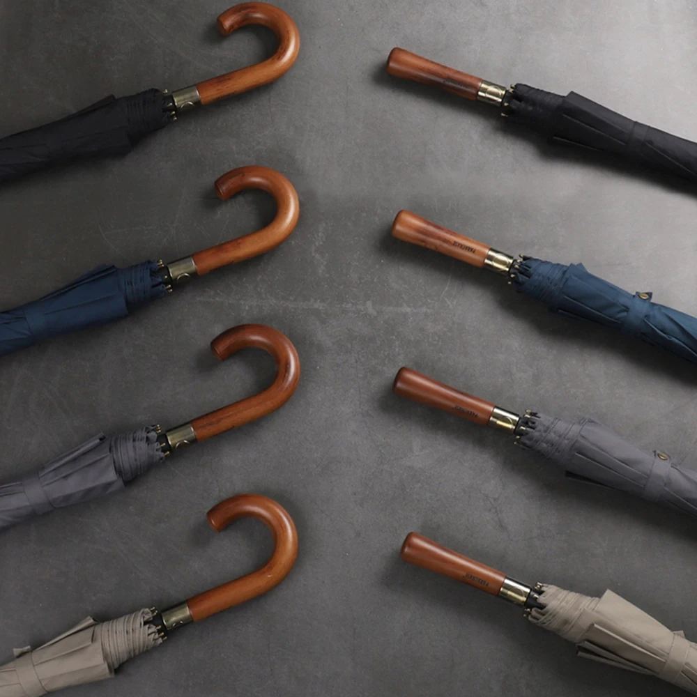 Ceny Parachase duży parasol mężczyźni kobiety deszcz dwuwarstwowy wiatroszczelny 8 żeber drewniany parasol z długą rączką automatyczny mocny Guarda Chuva