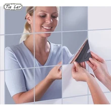 9 Pçs/set Quadrado Telha Espelho Adesivos de Parede 3D Decal Home Room Decoração DIY Para Sala de estar Varanda 15x15cm