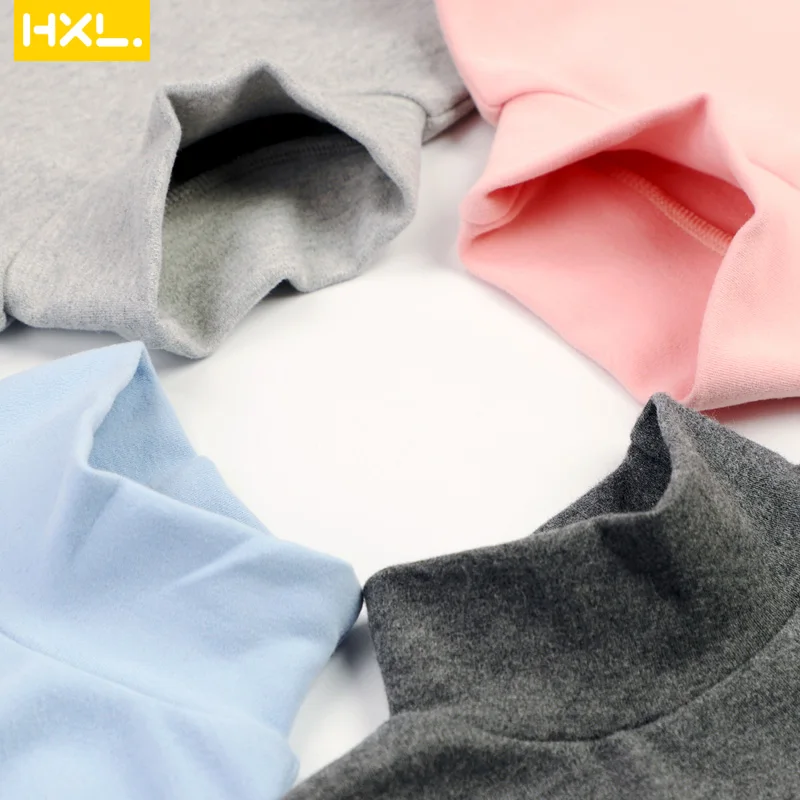 2018Winter Kids Thermal Underwear Solid Thick Cotton High Collar Children's Warm Suit Clothes Baby Boys Girls Long Johns Pajamas