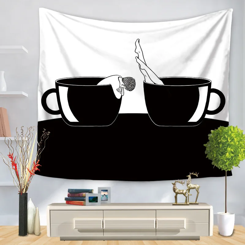 

Nordic Tapestry Wall Hanging Abstract Characters Pattern Living Room Background Cloth Home Decoration Accessories Tapisserie
