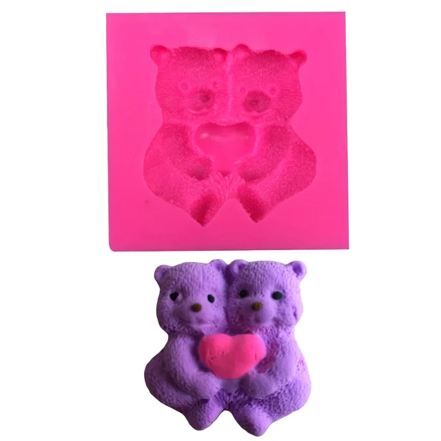 Orsi a forma di 3D del fondente della torta del silicone della muffa della cande Orsi a forma di 3D del fondente della torta del silicone della muffa della cande