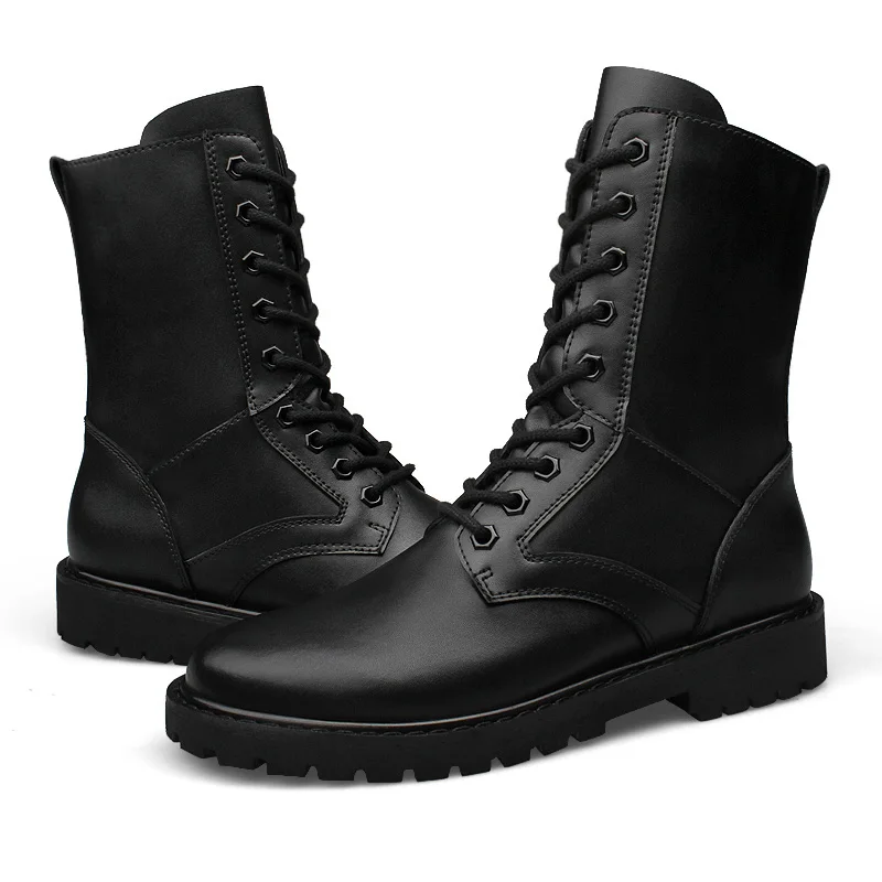 Мужские ботинки из натуральной кожи; зимняя обувь; мужские армейские ботинки; мужские ботинки; меховая плюшевая обувь; Теплая Повседневная обувь; зимние ботинки на плоской подошве; большие размеры