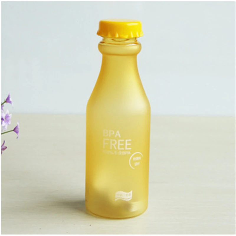 Конфетные цветные небьющиеся бутылки соды пластиковый абразивный герметичный чайник портативная спортивная чашка - Цвет: Yellow