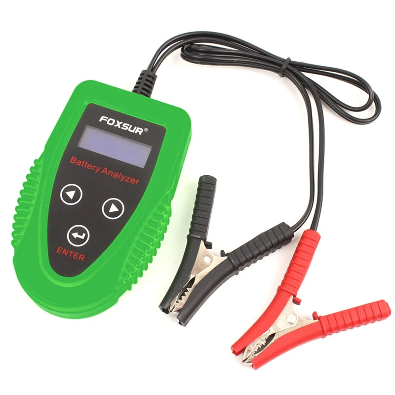 Foxsur 12 в автомобильный детектор батареи ЖК-дисплей анализатор заряда автомобиля диагностический инструмент влажный Ca Sla батарея Cca Ir Soh сканер - Цвет: Green