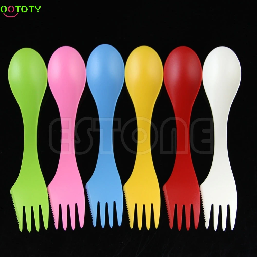 

6x Spoon Fork Knife Camping Hiking Utensils Spork Combo Travel Gadget Cutlery