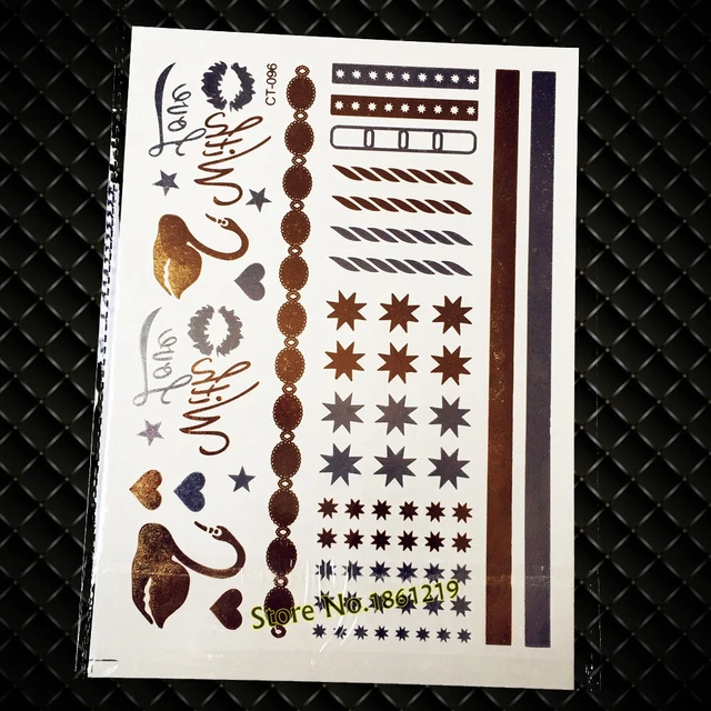 Aliexpresscom Acheter New Hot étanche Tatouage Temporaire Autocollant Swan étoile Bracelet Conception Or Argent Métallique Tatouage Hommes Femmes