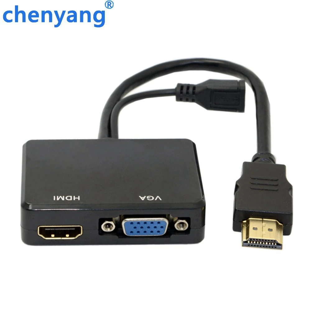 Cable HDMI 2 en 1 HDMI a VGA y HDMI hembra, divisor con Cable de Audio