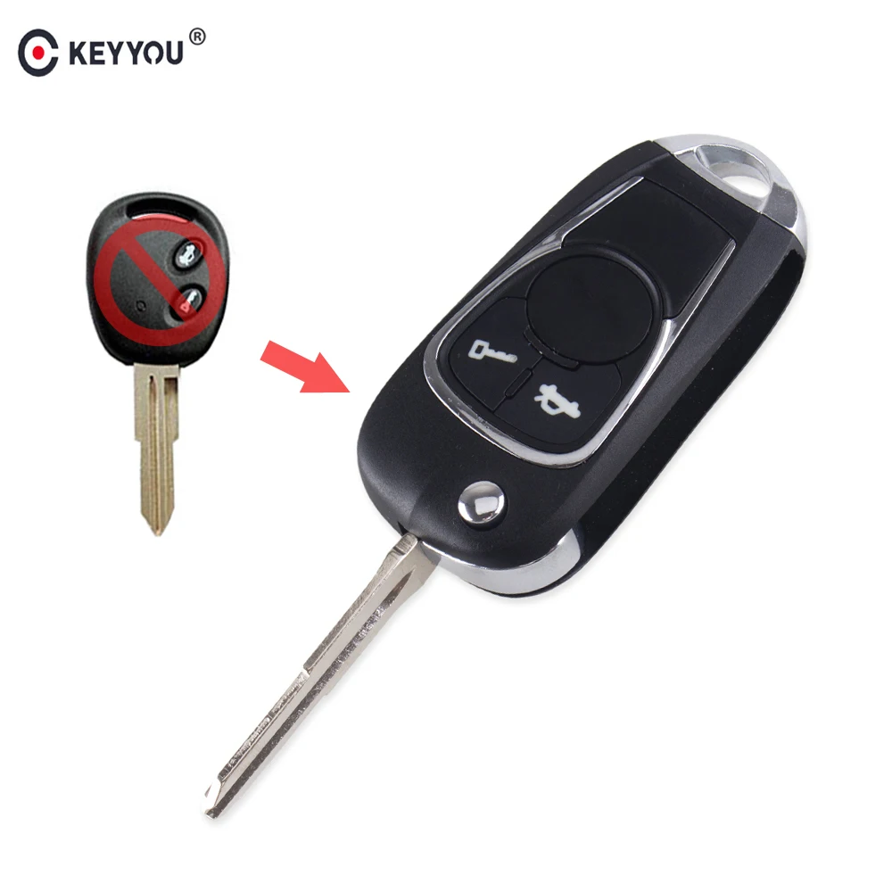 

KEYYOU New Replacement Folding Flip Key Shell For Chevrolet Epica 2 Buttons Modified Remote Car Key Fob Case With Left Blade