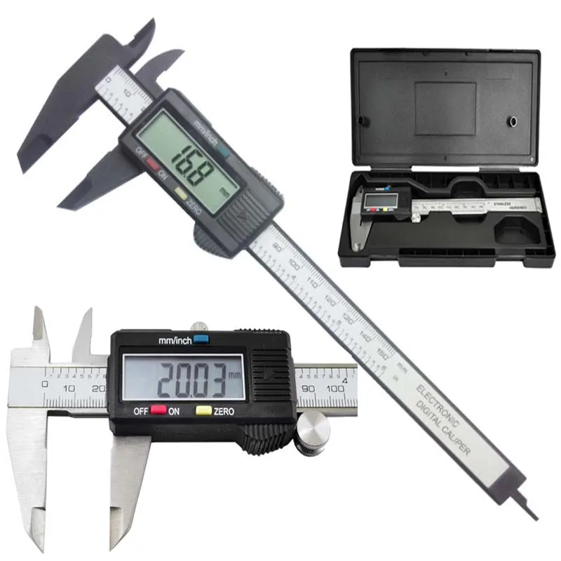 6" 150mm Electronic Digital Vernier Caliper Stainless Steel Micrometer Guage LCD 