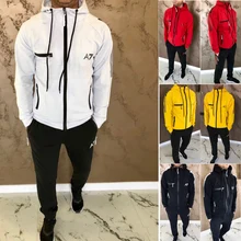 Men Track Suit Hooded Jacket Sweatsuit Mens Sports Suits brand 2 pieces set Men Jogger Set Printed Tracksuit Men Clothes 2019