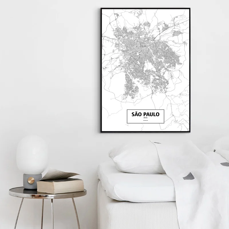 Hungary Black White Custom World City Map Poster Canvas Print Nordic Style Wall Art Home Decor Wall Decor World Map Photos Nautical Decor Canvas Art Wall Decor Budapest