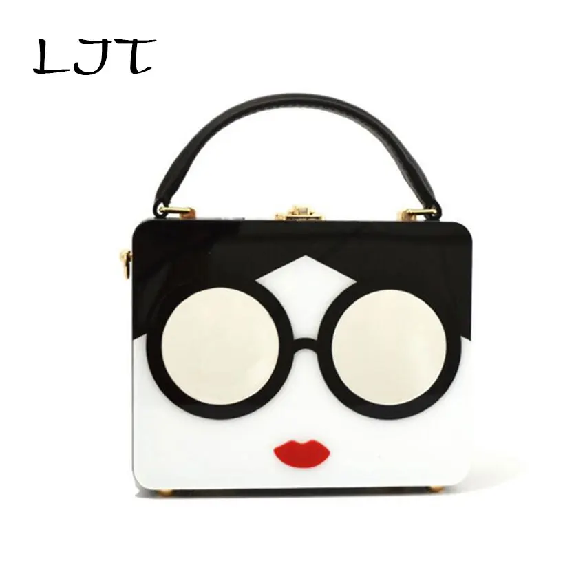 LJT женская сумка новая маленькая Европейская модная акриловая женская сумка в виде очков мини вечерние сумки через плечо роскошные сумки