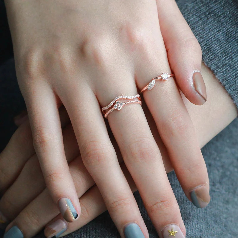 

Starland 3pcs/set Silver Rings Flower Geometry Shape 925 Sterling Silver Ring for Women Wedding Rings Office Fine Jewelry