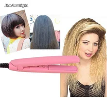 Professional Mini Pink Ceramic Electronic hair straighteners 100~240V curling irons curler Straightening Free Shipping