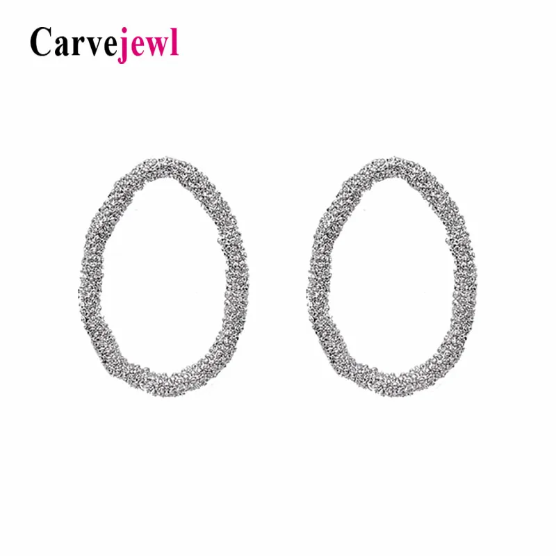 

Carvejewl big stud earrings irregular beaded oval circle earrings for women jewelry girl gift unique fashion European earrings
