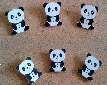 

Wholesale lot Cute Cartoon Panda 2 Holes Wood button DIY sewing scrapboking 28x35mm