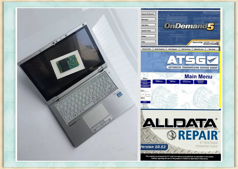 Alldata and m-itchell software alldata 10.53 + Mitchellondemend2015 ATSG 2012 3 in 1TB SSD installed well on CF-AX2 Laptop 8G | Автомобили