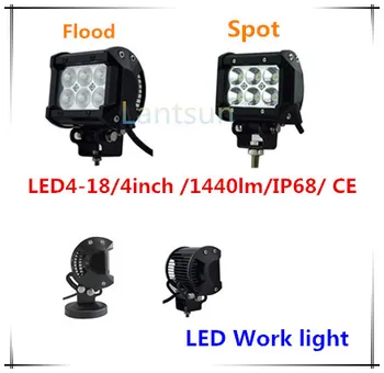 

4" 18w led work light bar Spot/Flood Beam 12V/24V 6LED*(3W) 1400lm OffRoad Driving Motorcycle lamp Truck auto products Lantsun